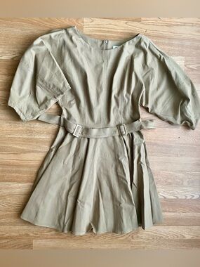 Tailored Tan Mini Dress with Matching Belt